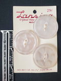 Buttons Plastic Set 3 Vintage - Pearlescent White with Marquise Centers