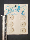 Buttons Plastic Set 6 Vintage - Frosted White