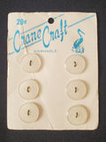 Buttons Plastic Set 6 Vintage - Frosted White