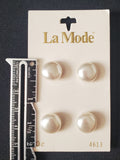 Buttons Plastic Set of 4 Vintage - Faux White Pearls