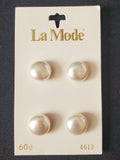 Buttons Plastic Set of 4 Vintage - Faux White Pearls