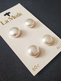 Buttons Plastic Set of 4 Vintage - Faux White Pearls