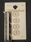 Buttons Plastic Set of 4 - Pearlescent White with Marquise Centers