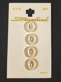 Buttons Plastic Set of 4 - Pearlescent White with Marquise Centers
