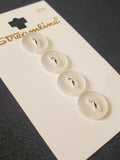 Buttons Plastic Set of 4 - Pearlescent White with Marquise Centers