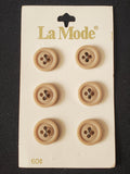 Buttons Plastic Set of 6 Vintage - Matte White or Matte Beige