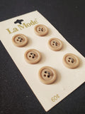 Buttons Plastic Set of 6 Vintage - Matte White or Matte Beige