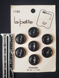 Buttons Plastic Set 7 Vintage - Shiny Black