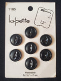 Buttons Plastic Set 7 Vintage - Shiny Black