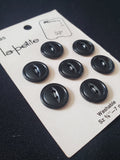 Buttons Plastic Set 7 Vintage - Shiny Black