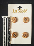 Buttons Faux Wood Plastic Set of 4 Vintage - Light Beige & Brown