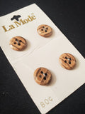 Buttons Faux Wood Plastic Set of 4 Vintage - Light Beige & Brown