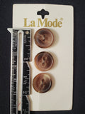 Buttons Plastic Set of 3 Vintage - Marbled Brown & Beige