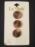 Buttons Plastic Set of 3 Vintage - Marbled Brown & Beige