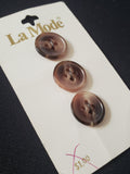 Buttons Plastic Set of 3 Vintage - Marbled Brown & Beige