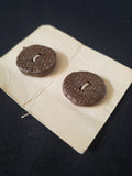 Buttons Ceramic Set 2 Handmade - Textured Brown