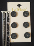 Buttons Plastic Set of 6 Vintage - Matte Black