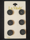 Buttons Plastic Set of 6 Vintage - Matte Black