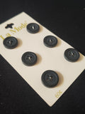 Buttons Plastic Set of 6 Vintage - Matte Black