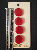 Buttons Plastic Set of 4 Vintage - Pearlescent Red