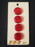Buttons Plastic Set of 4 Vintage - Pearlescent Red