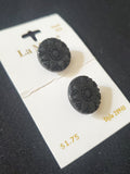Buttons Plastic Set of 2 Vintage - Black with a Flower