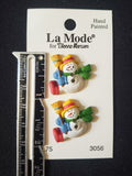 Buttons Hand Painted Plastic Set of 2 Vintage - Snowmen