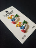 Buttons Hand Painted Plastic Set of 2 Vintage - Snowmen