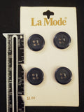 Buttons Plastic Set of 4 Vintage - Dark Navy Blue