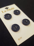 Buttons Plastic Set of 4 Vintage - Dark Navy Blue