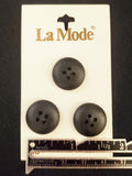 Buttons Plastic Set of 3 - Matte Black