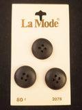 Buttons Plastic Set of 3 - Matte Black