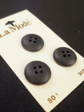Buttons Plastic Set of 3 - Matte Black