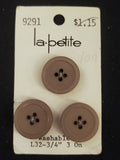 Buttons Plastic Set 3 Vintage - Beige