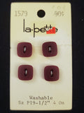 Buttons Plastic Set 4 Vintage - Dark Cocoa Brown