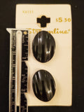 Buttons Plastic Set of 2 - Shiny Black Ovals