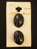 Buttons Plastic Set of 2 - Shiny Black Ovals
