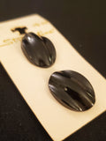 Buttons Plastic Set of 2 - Shiny Black Ovals