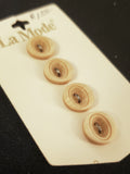 Buttons Plastic Set of 4 Vintage - Marbled Beige with Oval Ring