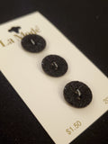 Buttons Plastic Set of 3 Vintage - Embossed Black
