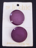 Buttons Plastic Set of 2 Vintage - Purple with Etched Top