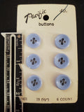 Buttons Plastic Set of 6 Vintage - Light Blue