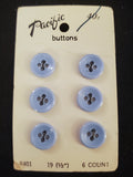 Buttons Plastic Set of 6 Vintage - Light Blue