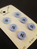 Buttons Plastic Set of 6 Vintage - Light Blue