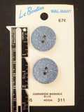 Buttons Plastic Set of 2 Vintage - Blue with White Speckles