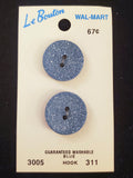 Buttons Plastic Set of 2 Vintage - Blue with White Speckles