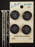Buttons Plastic Set of 4 Vintage - Dark Marbled Blue