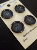 Buttons Plastic Set of 4 Vintage - Dark Marbled Blue