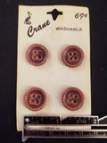 Button Plastic Set of 4 Vintage - Brown Faux Leather
