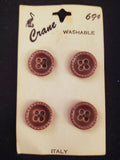 Button Plastic Set of 4 Vintage - Brown Faux Leather